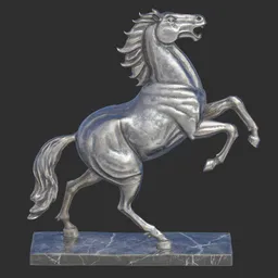 Rearing horse steel statue