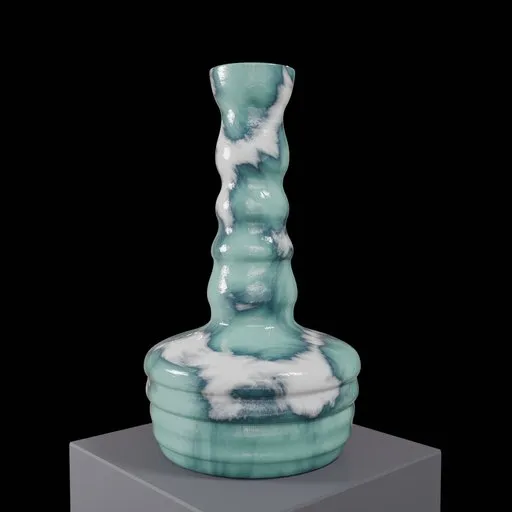 Detailed 3D blender model of a decorative turquoise ceramic jug, ideal for virtual staging and rendering.