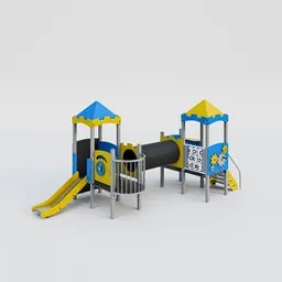 Blue and yellow playground set