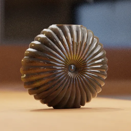 Detailed 3D model of a unique ribbed vase, optimized for Blender with customizable colors.