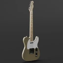 "3D model of a Fender Vintera 50s Telecaster guitar in Blender 3D. Perfect for game assets or video animations. Faithful to the original design with muted colors and untextured details."