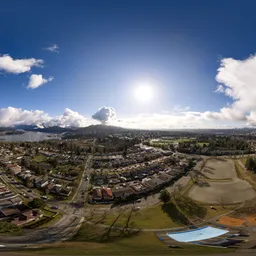 Aerial City Cloudy Morning Sky