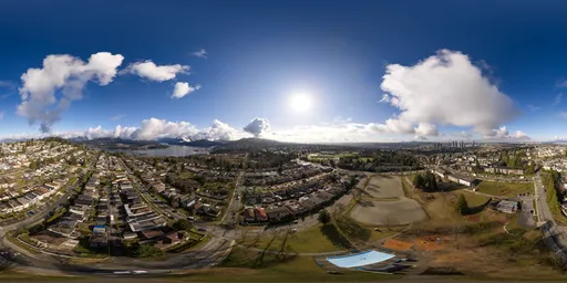 Aerial City Cloudy Morning Sky