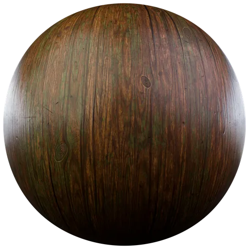 Seamless old dirty wood texture for PBR rendering in Blender 3D, with detailed surface details.