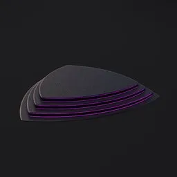 "Smooth Podium: A sleek black and purple computer mouse pad with a streamlined matte black armor. This 3D model is perfect for Blender 3D users seeking a polycount contest winner featuring solid colored shapes and a polished finish."