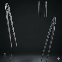 Forged Iron Blacksmith Tongs