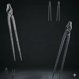 Forged Iron Blacksmith Tongs