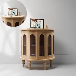 Bookcase Wood Cabinet Full Set