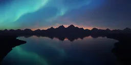 Aurora Night Mountain Lake