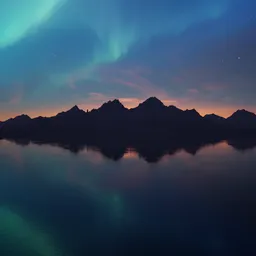 Aurora Night Mountain Lake
