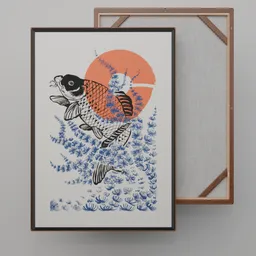 Japanese Fabric Wall Art "catfish"