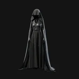 Gothic Priestess Hooded Gown with Veil