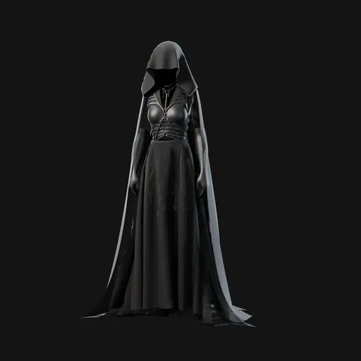 Gothic Priestess Hooded Gown with Veil