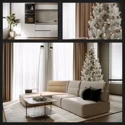 Minimal Living Room - Chrismas tree