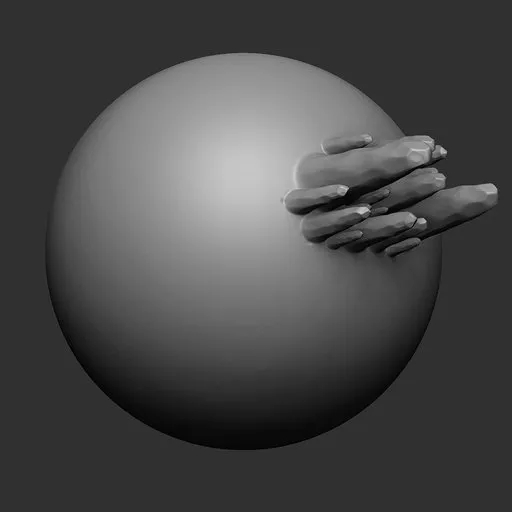 NS Rock Spikes 3D sculpting brush creating detailed dragon scales on model surface, compatible with Blender 3D.