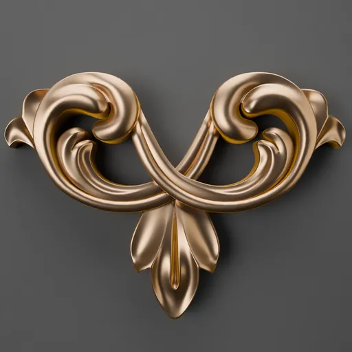 Intricate 3D classic ornament design in gold for enhancing scenes, high-quality Blender 3D decor model.