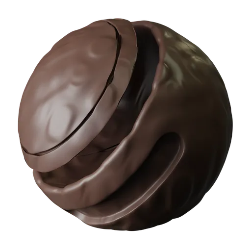 Highly realistic chocolate material shader for Blender 3D, PBR ready with procedural single-node setup for 3D artists.