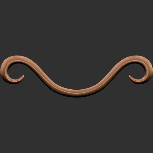 Detailed 3D sculpted ornamental swirl design by ER Ornament Brush 121 for Blender modelling.