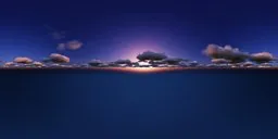 4K serene evening HDRi with soft illuminated clouds for 3D lighting.