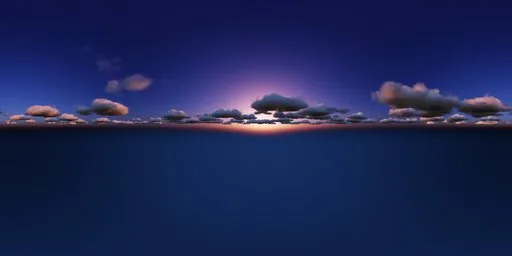 4K serene evening HDRi with soft illuminated clouds for 3D lighting.