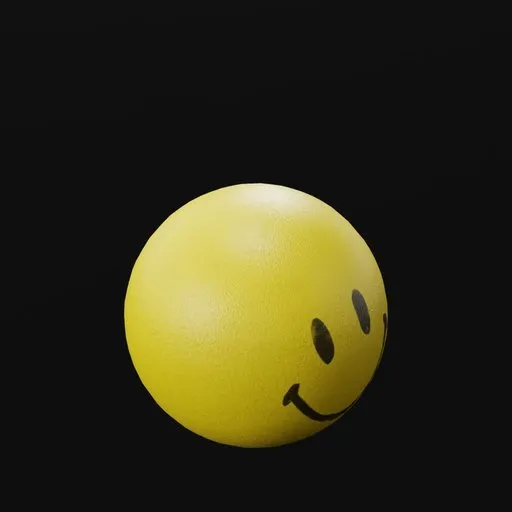 Detailed 3D smiling ball with dynamic shading, ideal for Blender animation and game asset.