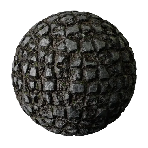 Procedural cobblestone texture for 3D modeling in Blender, adaptable PBR material for realistic stone surfaces.