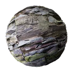 High-resolution mossy slate rock texture for 3D rendering, suitable for Blender and PBR workflows.