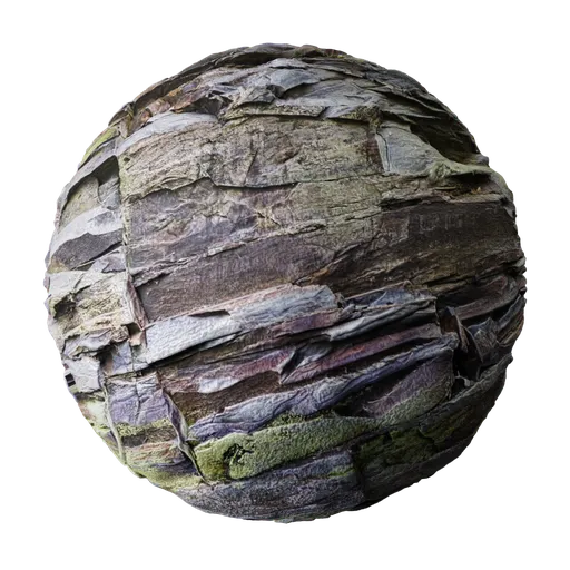 High-resolution mossy slate rock texture for 3D rendering, suitable for Blender and PBR workflows.