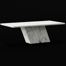 Detailed 3D marble dining table model with dynamic dual-base design for Blender rendering.