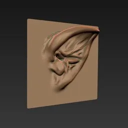 3D ear sculpting brush effect for Blender, creates detailed human and creature ear shapes.