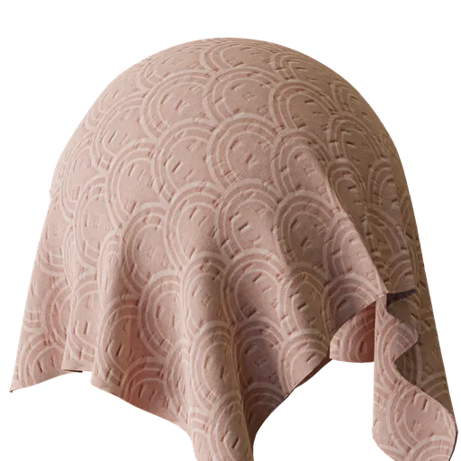Seamless pink linen fabric material for Blender 3D with intricate textures, perfect for PBR rendering.
