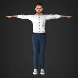 Man Casual Shirt Jeans Rigged