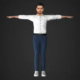 Man Casual Shirt Jeans Rigged