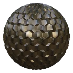High-quality PBR metal texture with geometric armour pattern for 3D modeling in Blender.