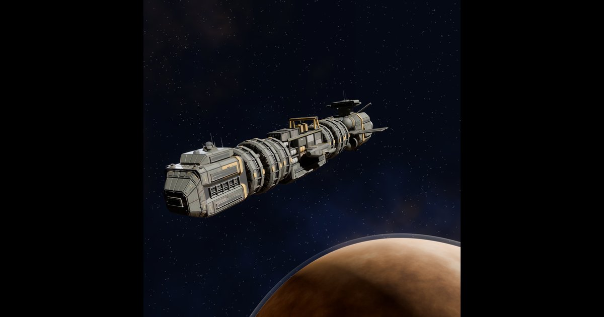 Sci Fi Industrial Colony Ship | Spacecraft models | Blendkit