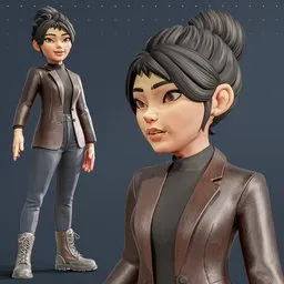 Urban Stylized Woman in Leather Jacket