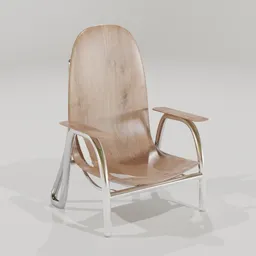 "Modern Contemporary Metal Frame Wood Chair for Blender 3D - Redshift Render, Swedish Design. This 3D model features a wooden chair with a metal frame, a wooden seat, and a white finish. Perfect for modern scenes and other Blender 3D projects."