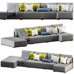 "Contemporary Coburn Five Piece Sectional Sofa in Yellow and Charcoal, Modular Design, Crafted with Soft and Durable Fabrics including Crypton® Home Performance Fabrics."