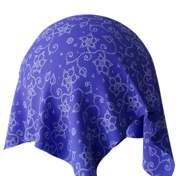 High-resolution purple fabric with dotted flower pattern for 3D modeling in Blender, PBR ready with 4K texture.