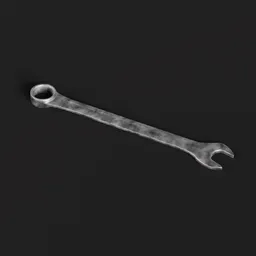 Highly detailed metal wrench 3D model with realistic textures, ideal for Blender rendering and mechanical simulations.
