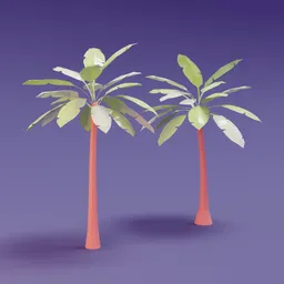 Modern low-poly palm trees for game design, vibrant low-resolution 3D Blender assets.