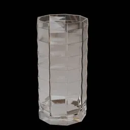 Realistic 3D model of a clear, faceted drinking glass for Blender rendering.