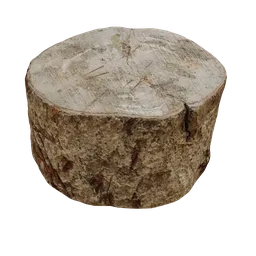 Detailed 3D tree stump model showcasing realistic textures, designed for use in Blender.