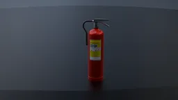 Realistic 3D model of a red CO2 fire extinguisher for Blender rendering and medical simulations.