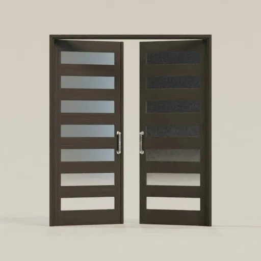 Modern Glass Panel Double Door