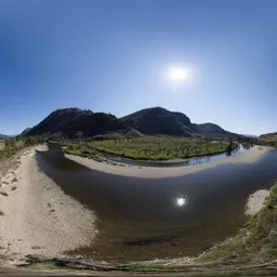 River and Mountains Sunny Day