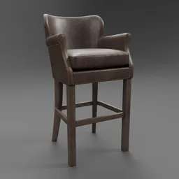 Leather Stool with Nailheads