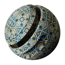 Detailed PBR Night Bloom Tile with mandala patterns for 3D rendering in Blender and other software.