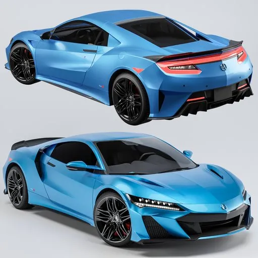 High-quality rigged 3D Acura NSX, low poly model with customizable color, ready for close-up renders and animation in Blender Cycles.