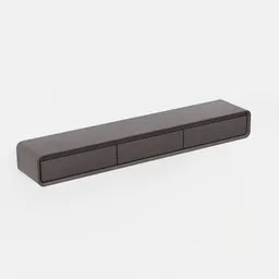 Detailed 3D model of a modern black wall-mounted TV stand suitable for interior design in Blender.